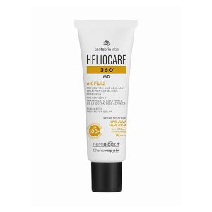 Heliocare - AK fluid. A white bottle with a black screw top and Heliocare branding.